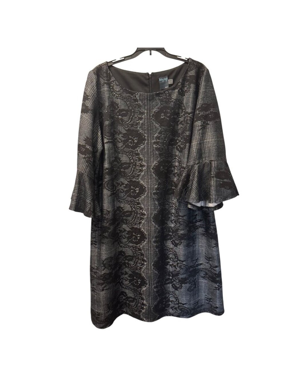 Gabby Skye Womens Plus Size 20W Black Lace Print Dress